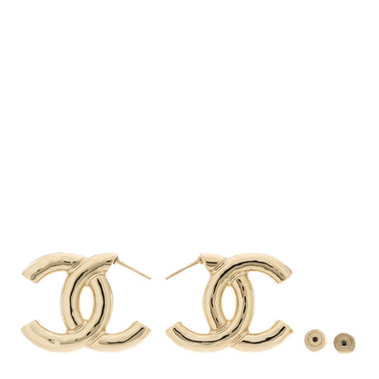 Chanel Metal Large CC Earrings Light Gold 3 of 4