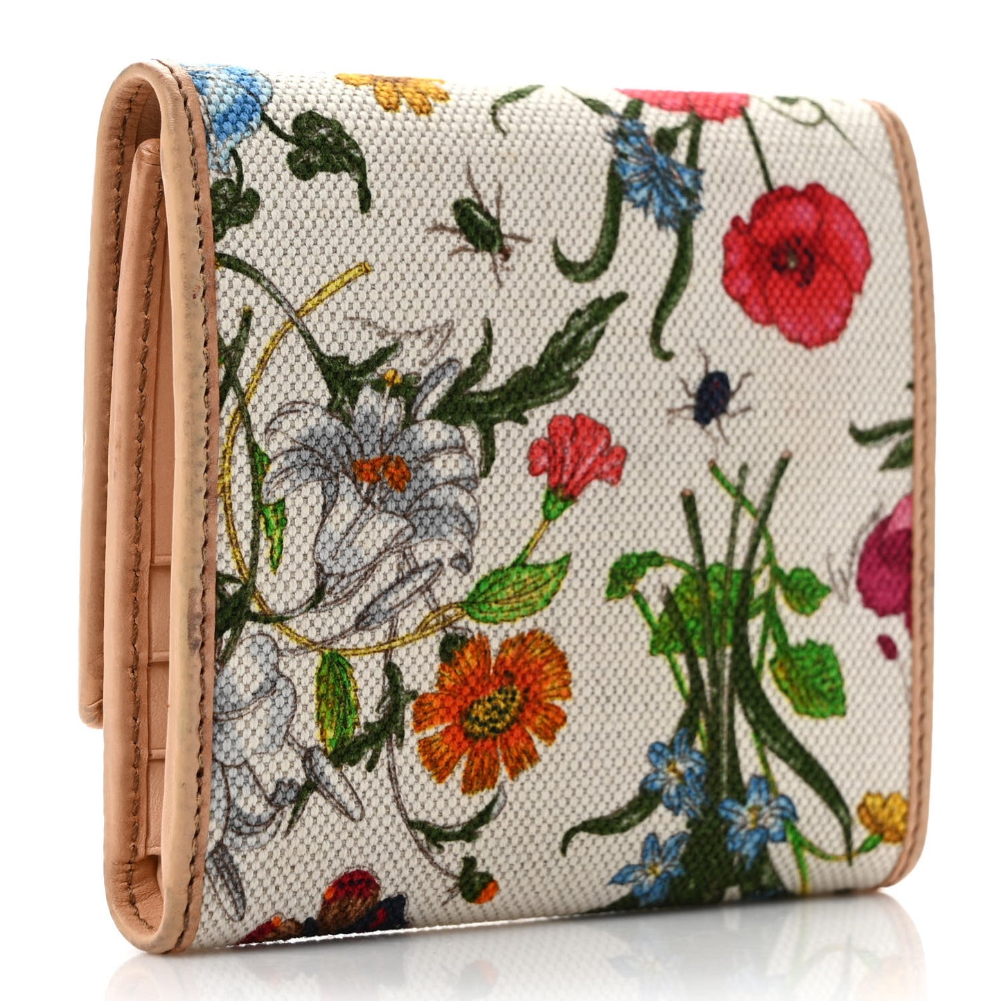 Canvas Floral Flora Hasler Card Case Wallet White