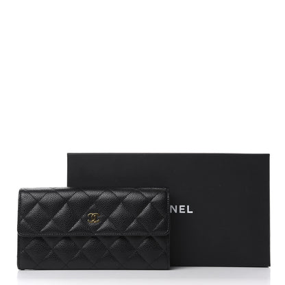 Chanel Caviar Quilted Large Gusset Flap Wallet Black 10 of 10
