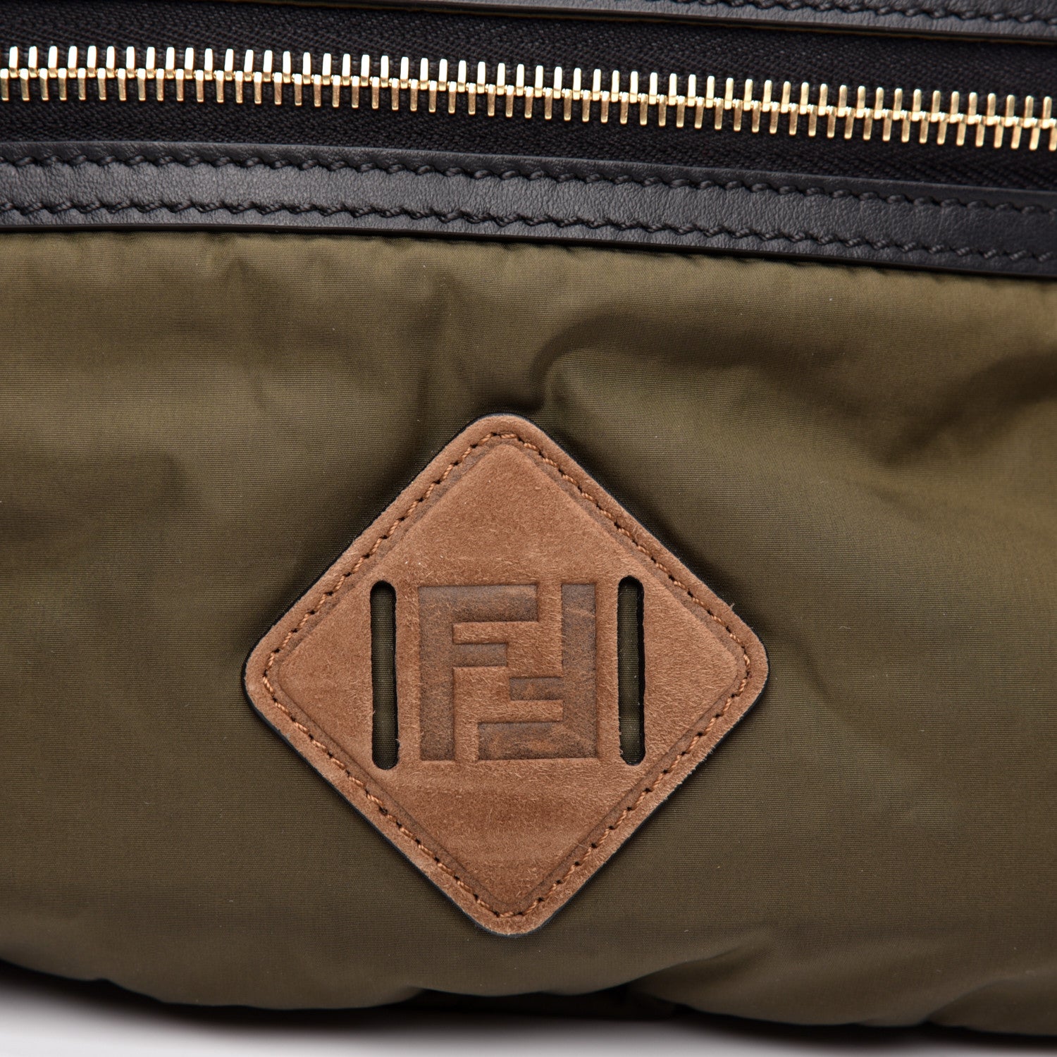 Fendi Nylon Dolmias Vitello Grace FF Convertible Drawstring Backpack Military Brown Tortora 14 of 14
