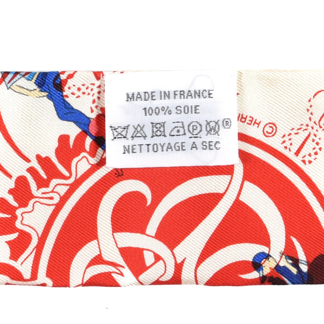 Hermes Silk Ex-Libris Les Parisie Twilly Creme Rouge Bleu 4 of 4