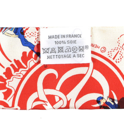 Hermes Silk Ex-Libris Les Parisie Twilly Creme Rouge Bleu 4 of 4
