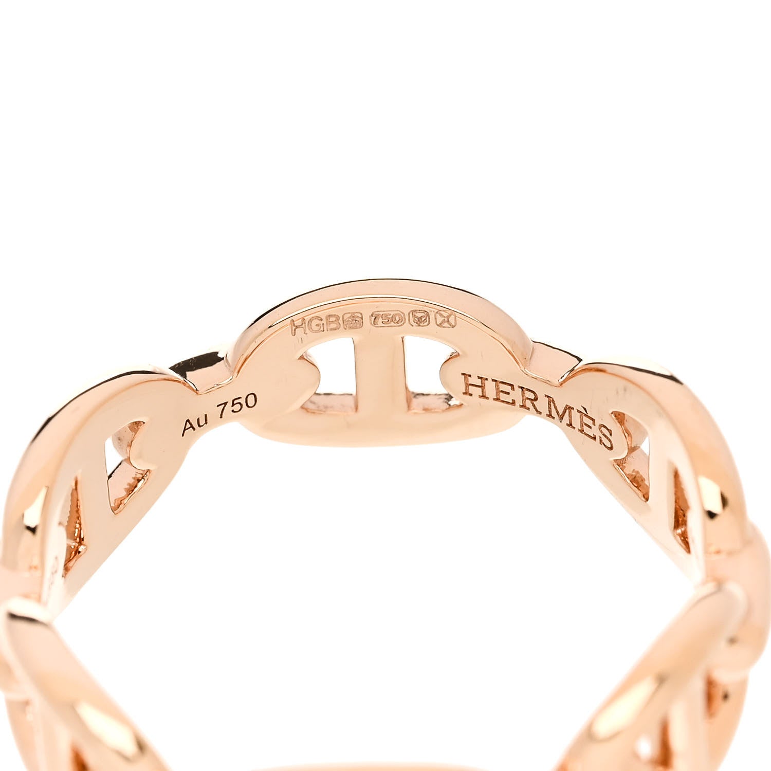 Hermes 18K Rose Gold PM Chaine D'Ancre Enchainee Ring 54 7 8 of 8