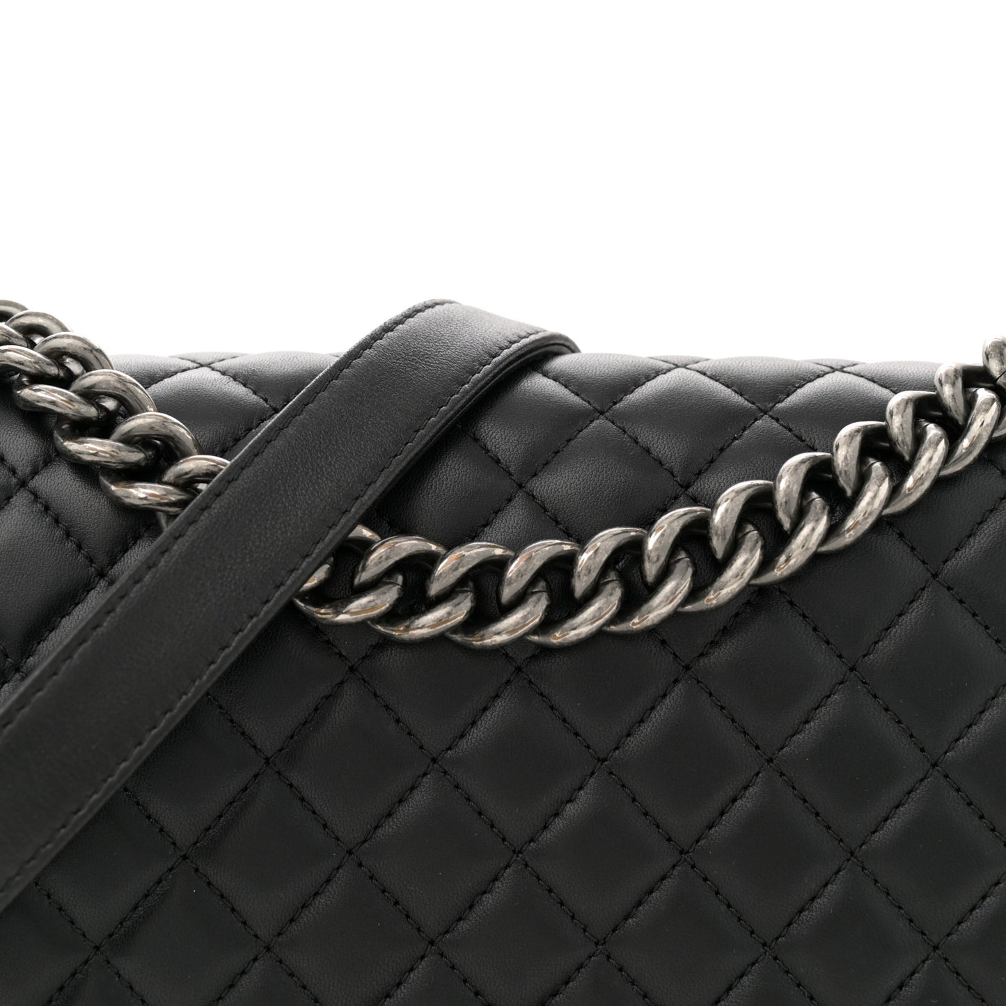 Lambskin Quilted Medium Boy Flap Black
