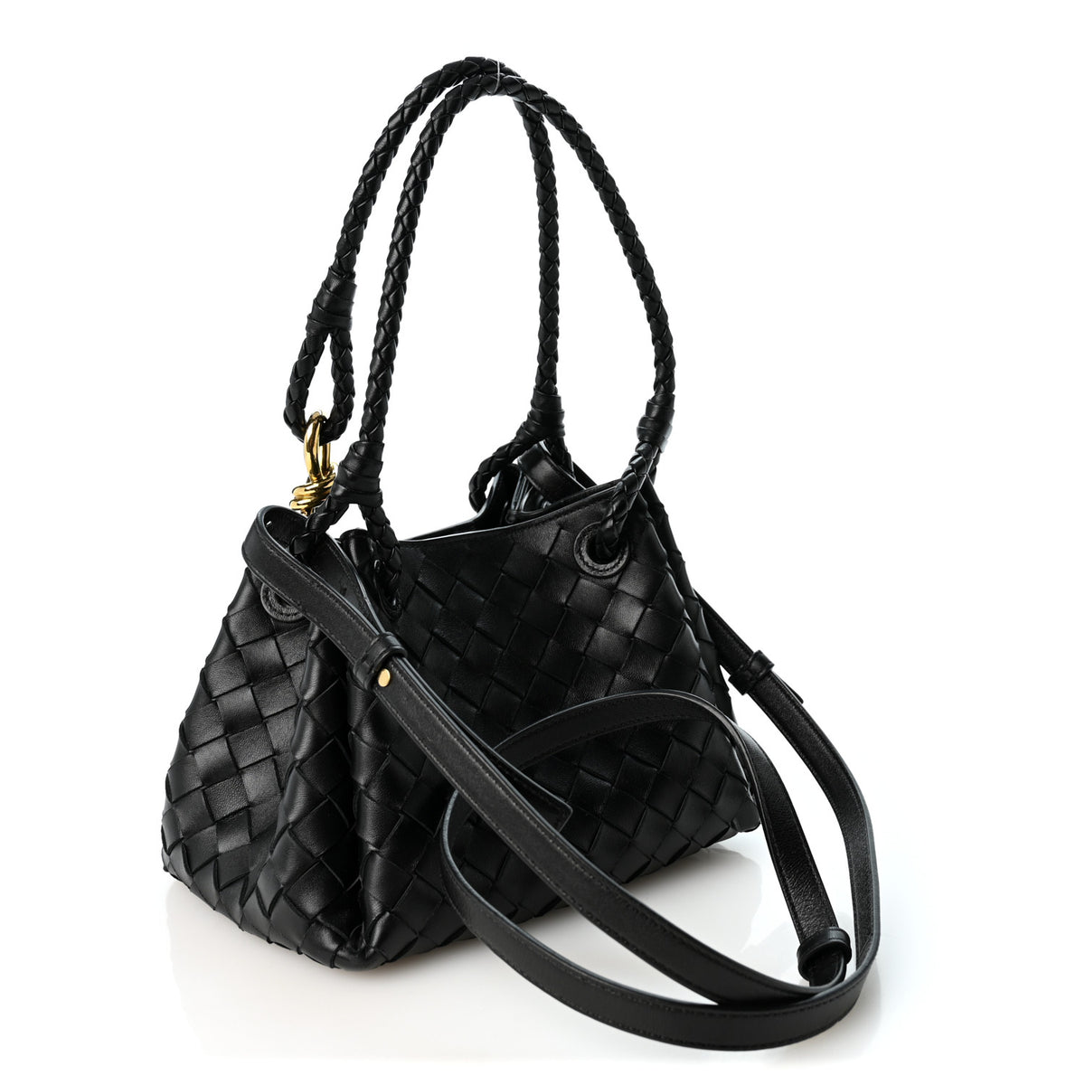 Bottega Veneta Nappa Intrecciato Small Parachute Shoulder Bag Black 3 of 9