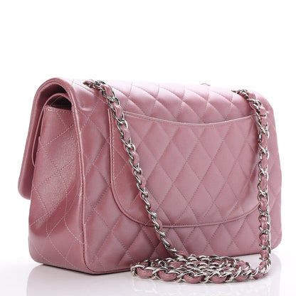 Chanel Iridescent Lambskin Quilted Jumbo Double Flap Light Purple 4 of 9