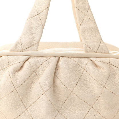 Chanel Deerskin Stitched Bowler White0 8 of 11