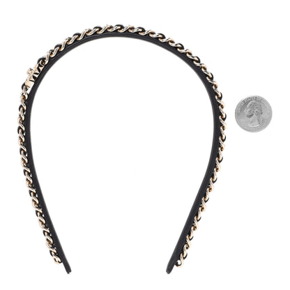 Chanel Metal Lambskin CC Turnlock Chain Headband Gold Black 2 of 5