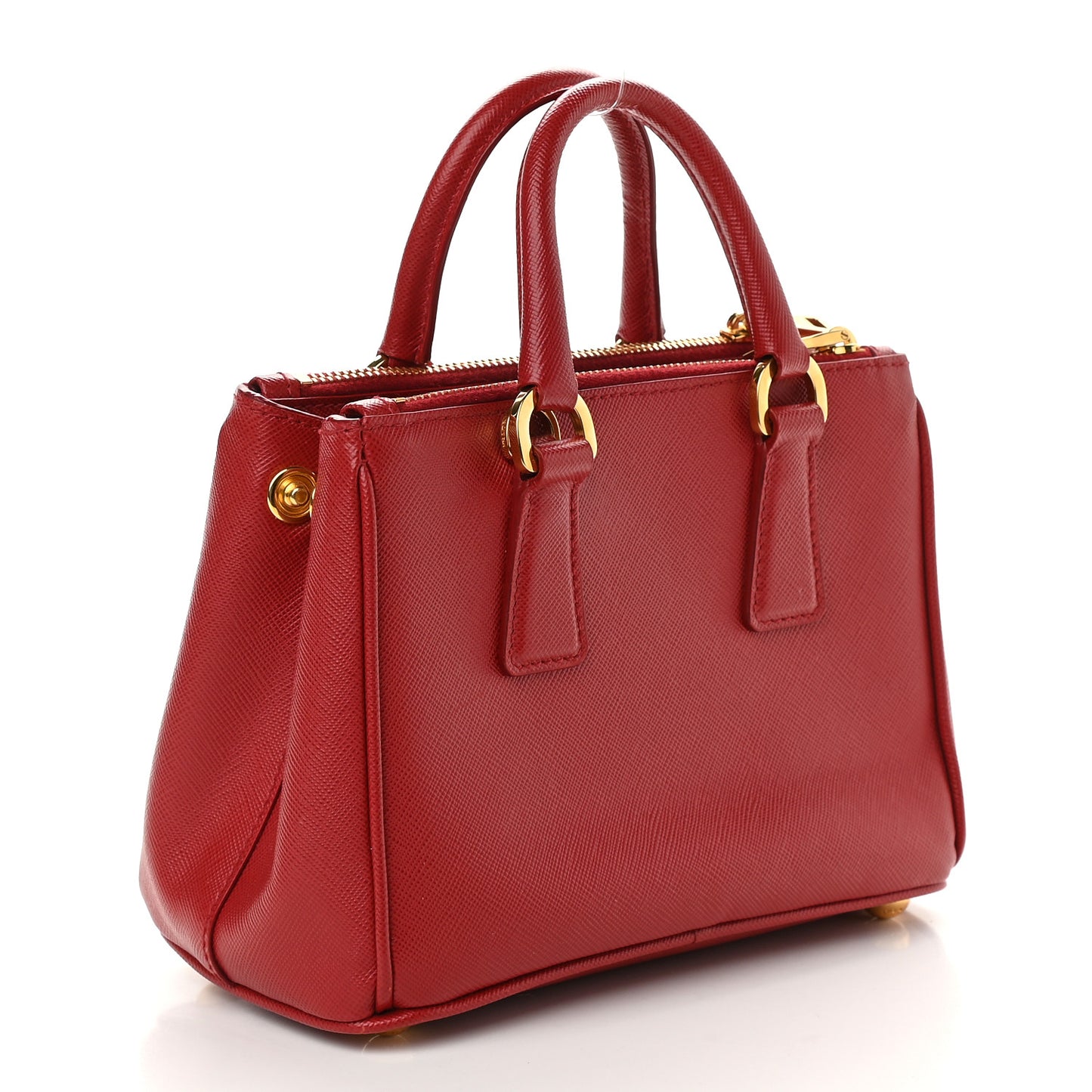 Saffiano Micro Galleria Double Zip Tote Fuoco