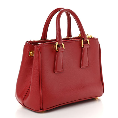 Prada Saffiano Micro Galleria Double Zip Tote Fuoco 3 of 8