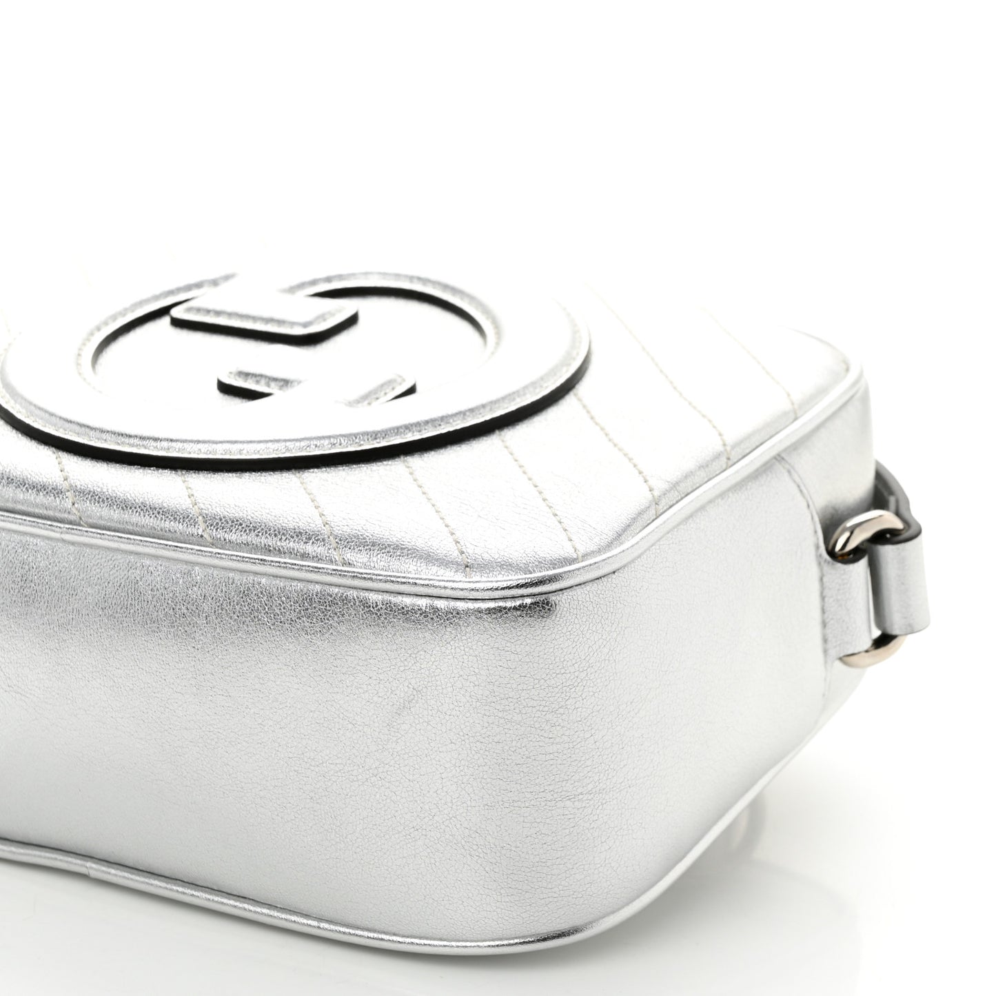 Metallic Sakai Be Green Calfskin Diagonal Stitched Small Blondie Shoulder Bag Silver