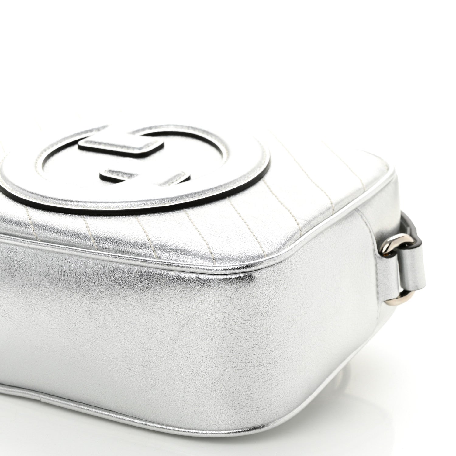Gucci Metallic Sakai Be Green Calfskin Diagonal Stitched Small Blondie Shoulder Bag Silver 10 of 10