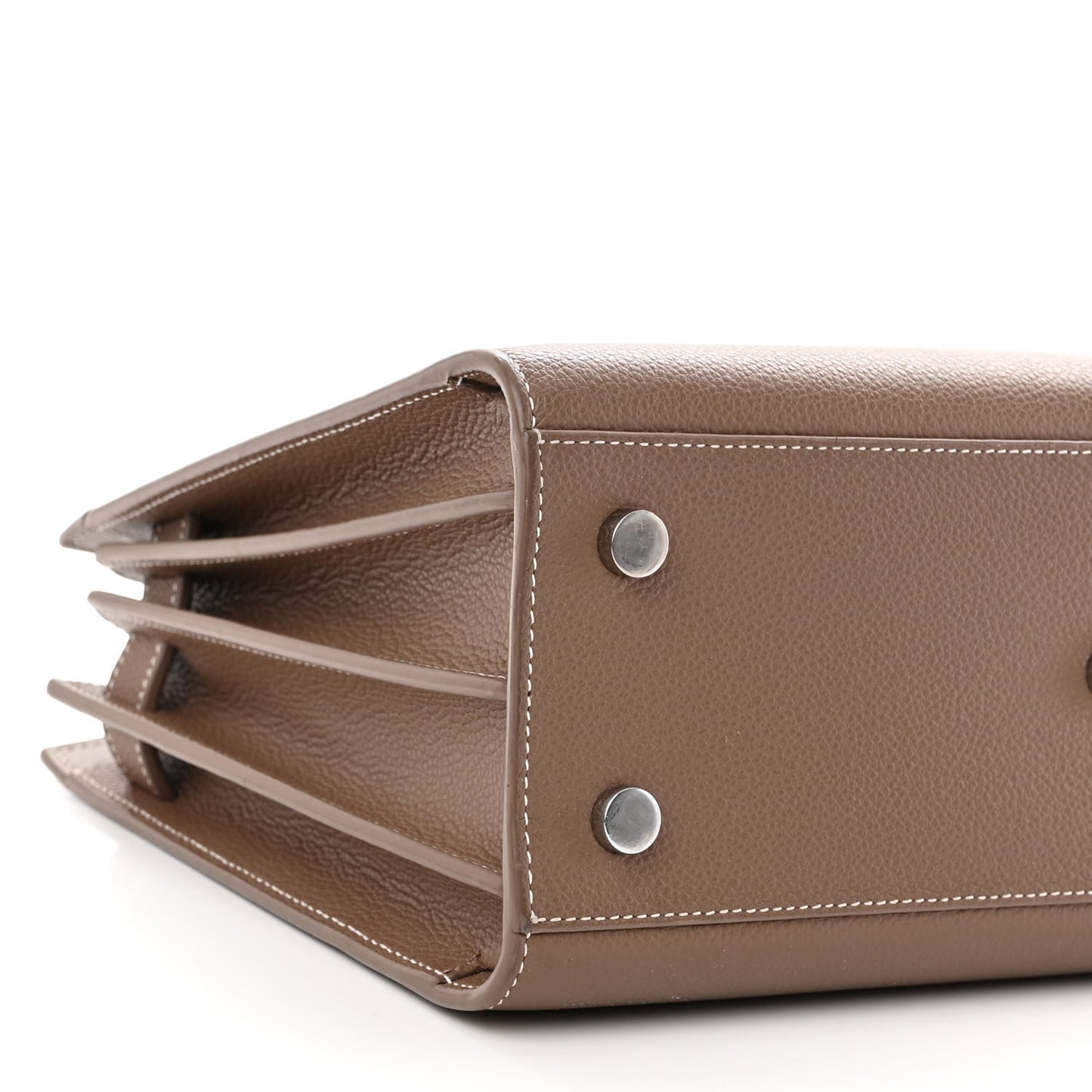 Grained Calfskin Topstich Baby Sac De Jour Taupe