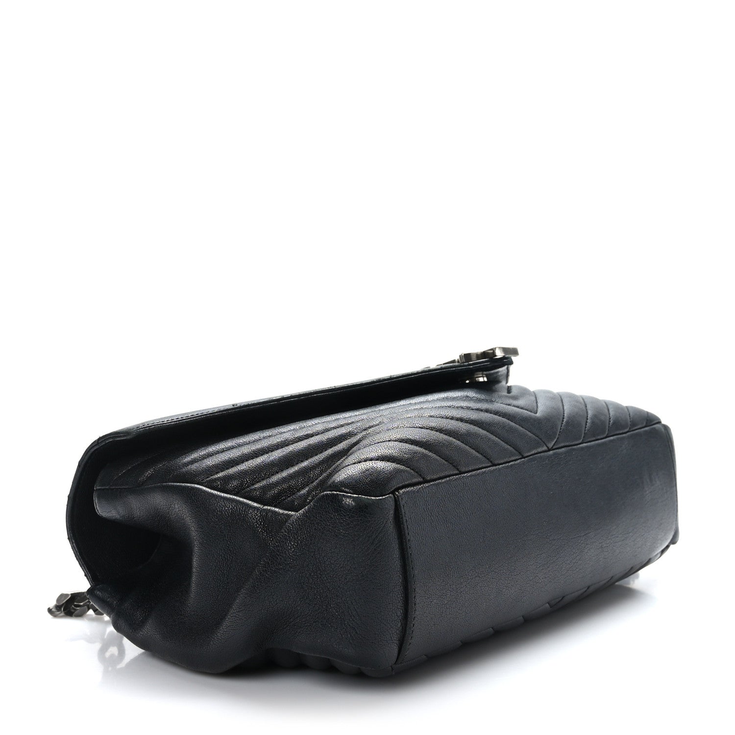 Saint Laurent Sheepskin Matelasse Chevron Monogram Large College Satchel Black 4 of 9