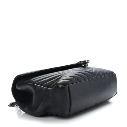 Saint Laurent Sheepskin Matelasse Chevron Monogram Large College Satchel Black 4 of 9