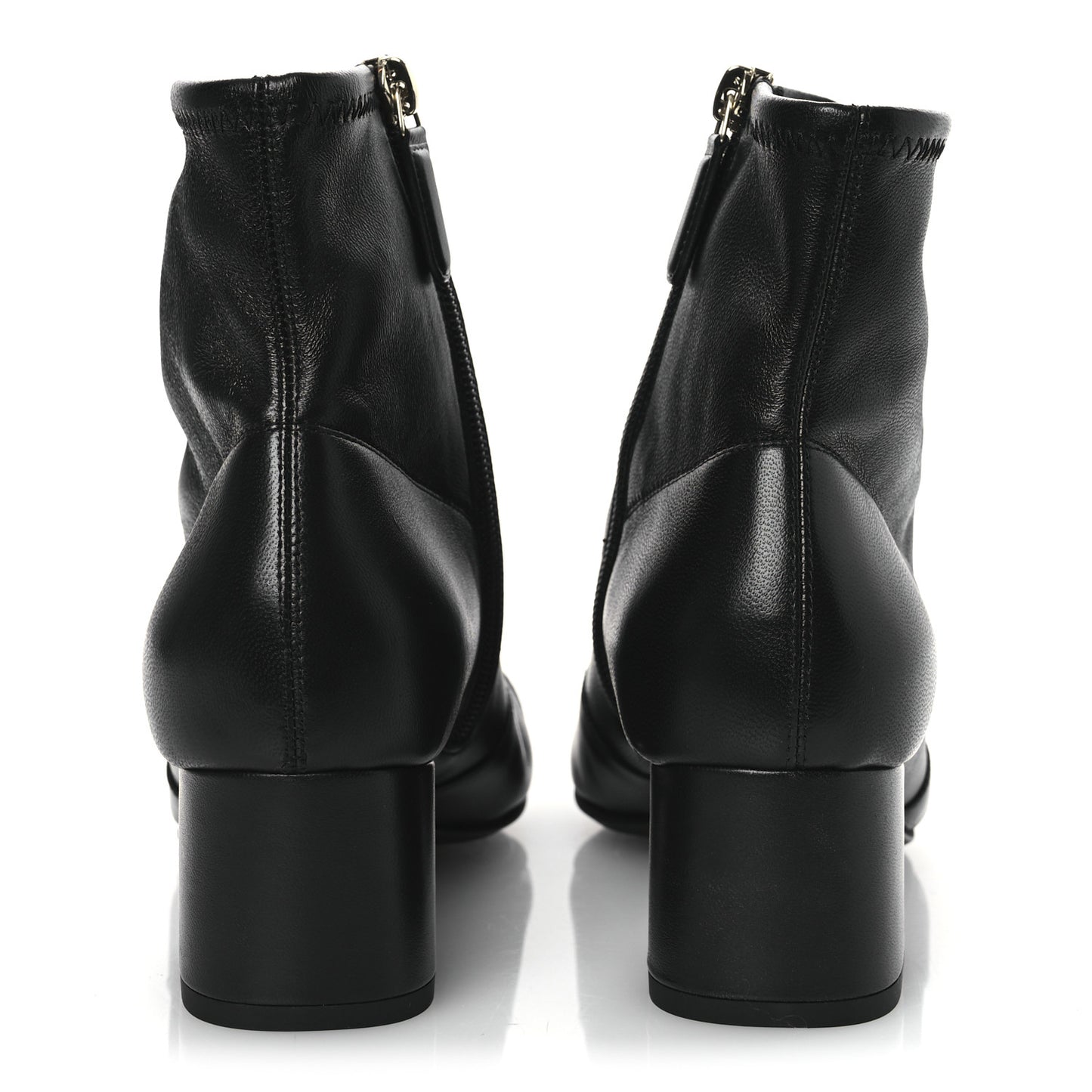 Stretch Lambskin Cap Toe CC Short Boots 36.5 Black