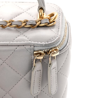 Chanel Lambskin Quilted Top Handle Mini Vanity Case With Chain Grey 14 of 16