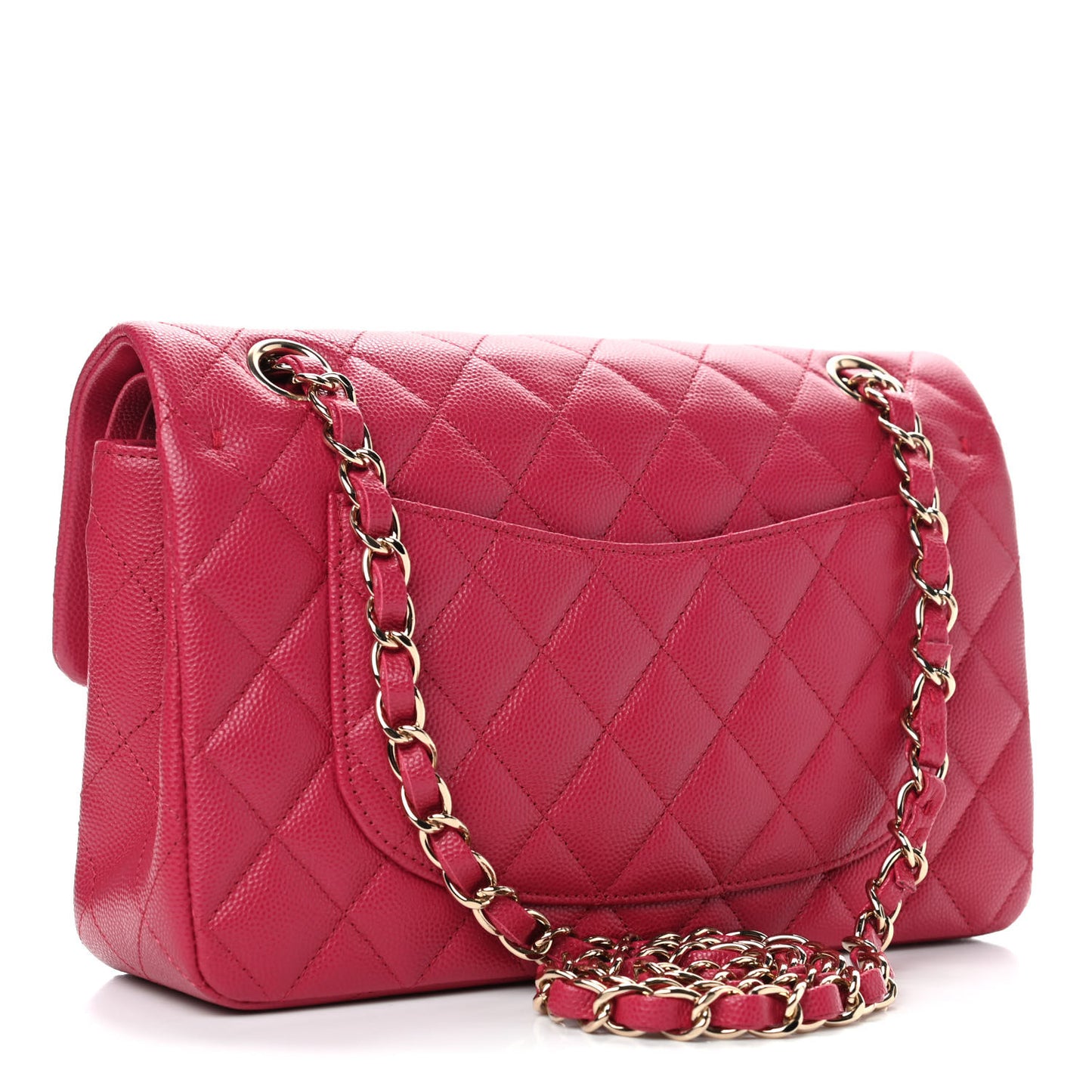 Caviar Quilted Small Double Flap Dark Pink