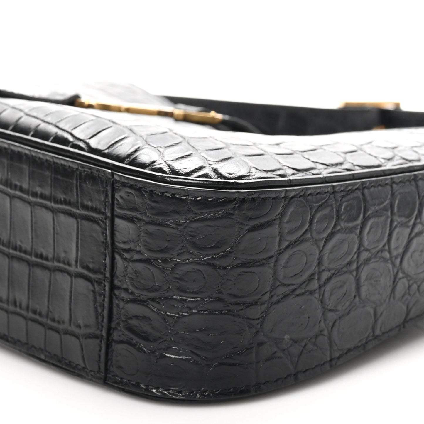 Calfskin Crocodile Embossed Le 5 A 7 Hobo Black