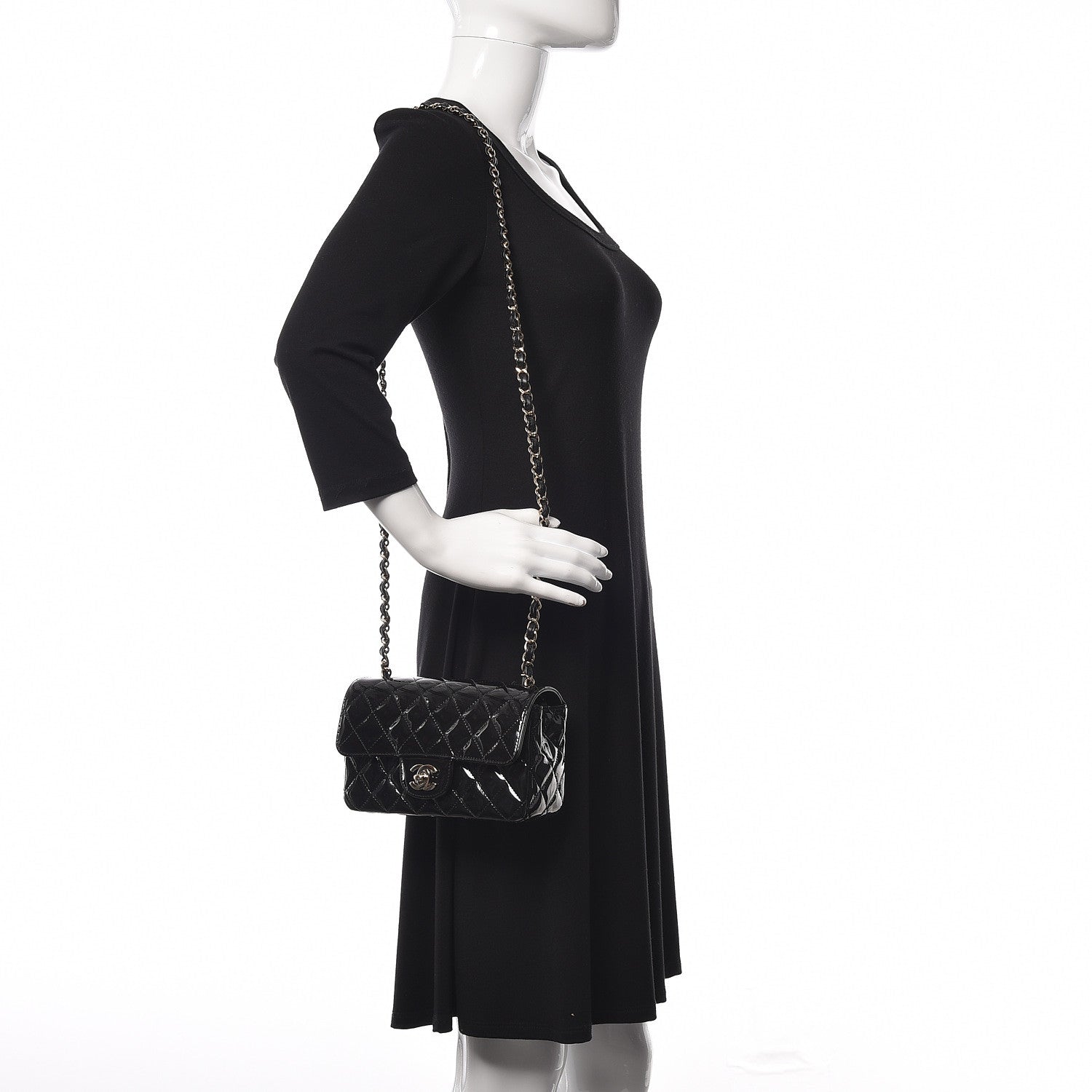 Chanel Patent Calfskin Quilted Mini Rectangular Flap Black 2 of 11
