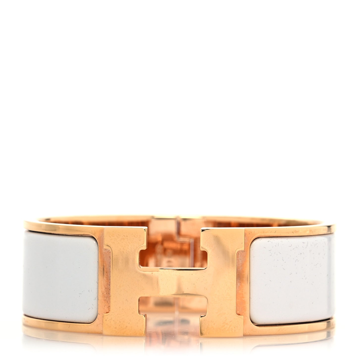 Enamel Wide Clic Clac H Bracelet PM White