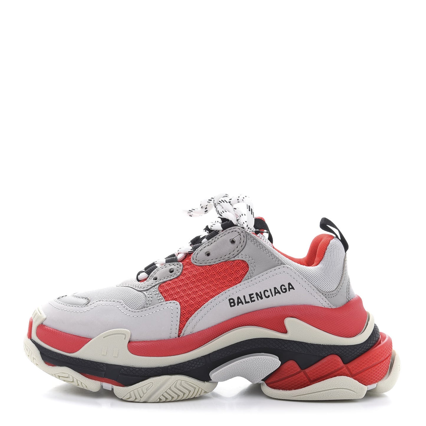 Fabric Mesh Womens Triple S Sneakers 36 Red Grey White