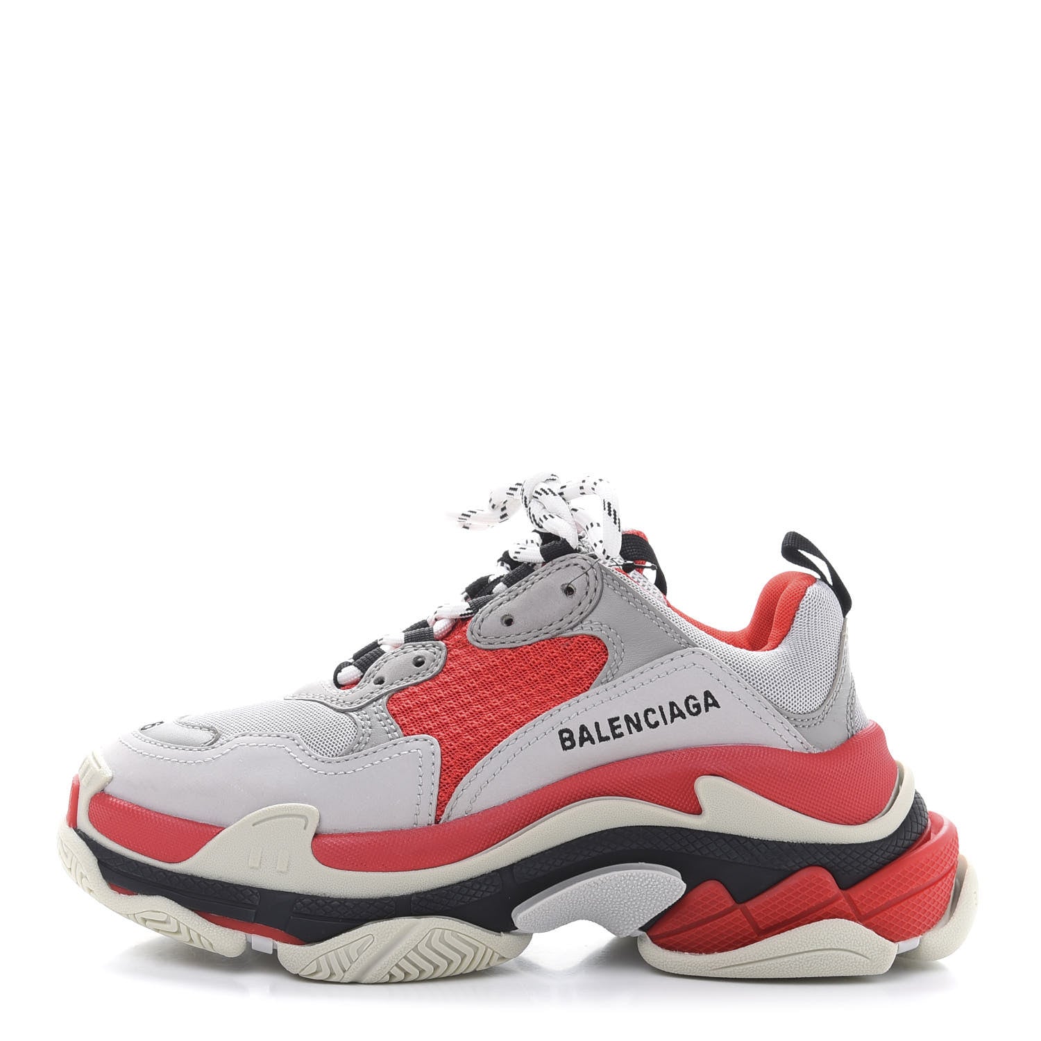 Balenciaga Fabric Mesh Womens Triple S Sneakers 36 Red Grey White 1 of 10