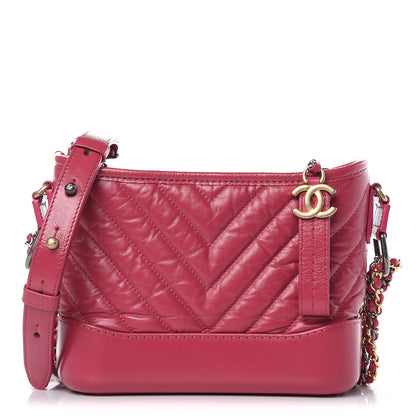 Chanel Aged Calfskin Chevron Quilted Small Gabrielle Hobo Dark Pink 1 of 10