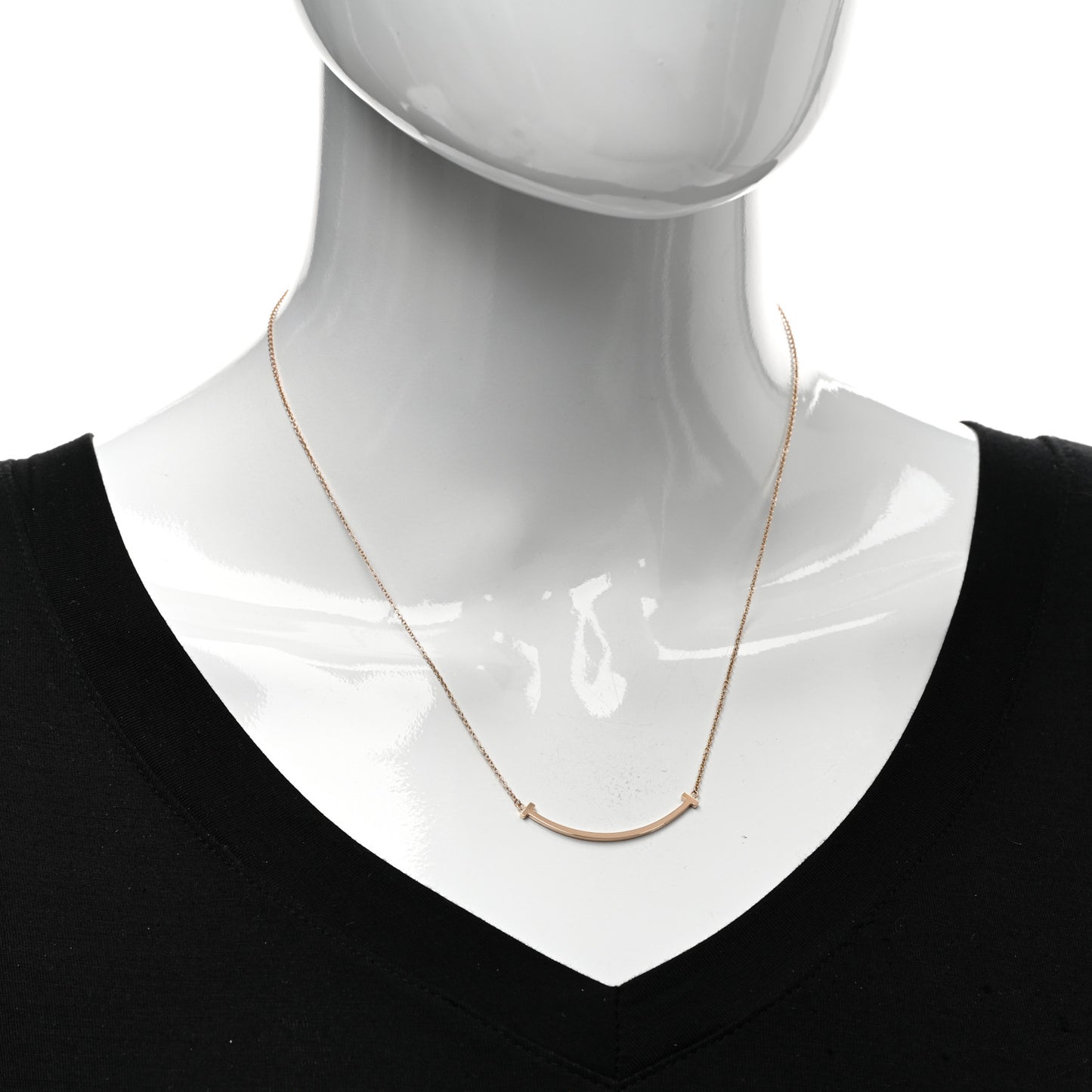 18K Rose Gold Small T Smile Pendant Necklace