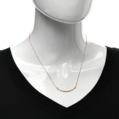 Tiffany 18K Rose Gold Small T Smile Pendant Necklace 2 of 4