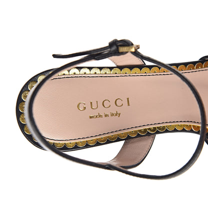 Gucci Nappa Queen Margaret Mid Heel Sandals 35.5 Black 5 of 9