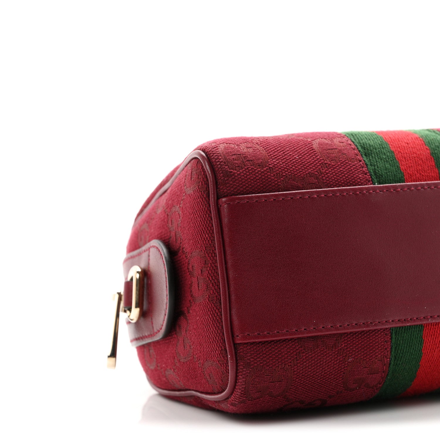 Gucci GG Supreme Monogram Textured Dollar Calfskin Web Super Mini Ophidia Top Handle Bowler Bag Rosso Ancora 9 of 10