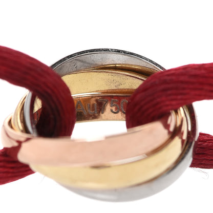 Cartier 18K Pink Yellow White Gold Trinity Cord Bracelet Red 6 of 6