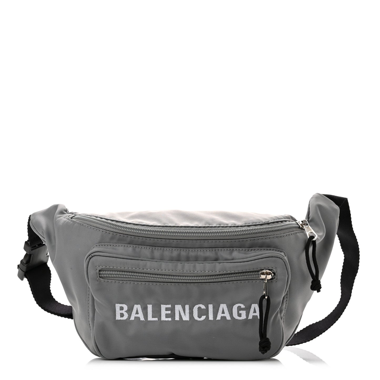 Textured Sport Nylon Logo Embroidered Wheel Beltpack Grey White