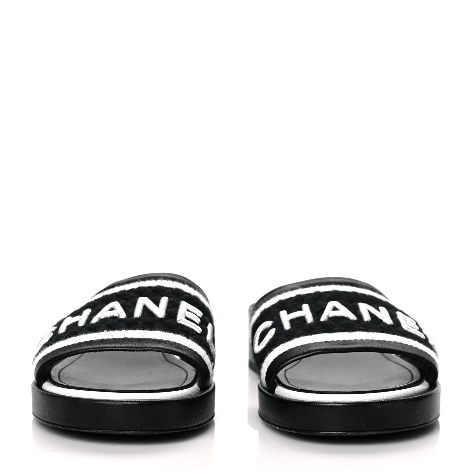 Chanel Lambskin Embroidered CC Mule Sandal 39 Black White 2 of 14