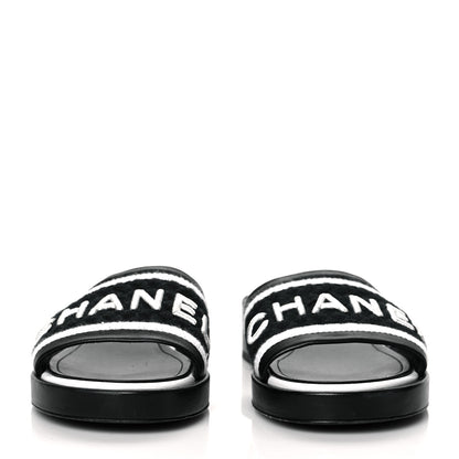 Chanel Lambskin Embroidered CC Mule Sandal 39 Black White 2 of 14