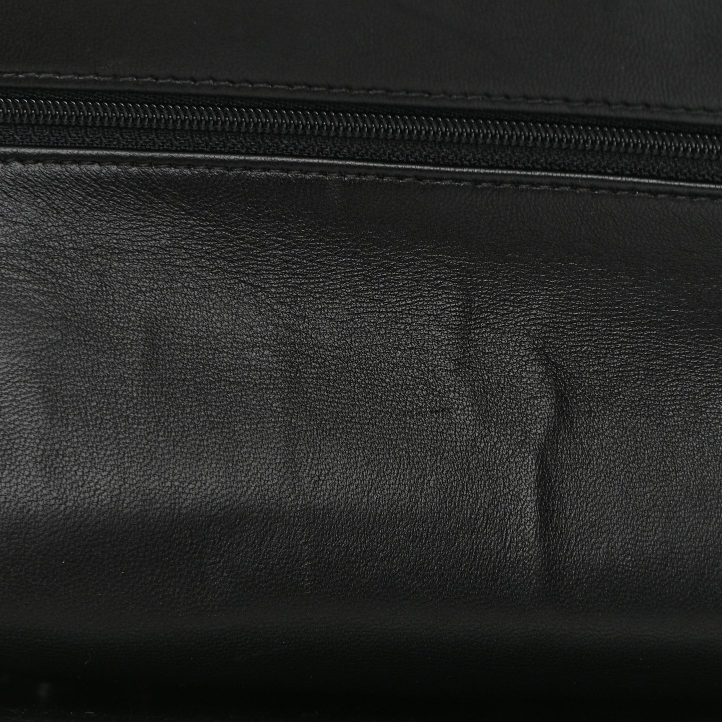 Lambskin Perforated Medium Double Flap Black