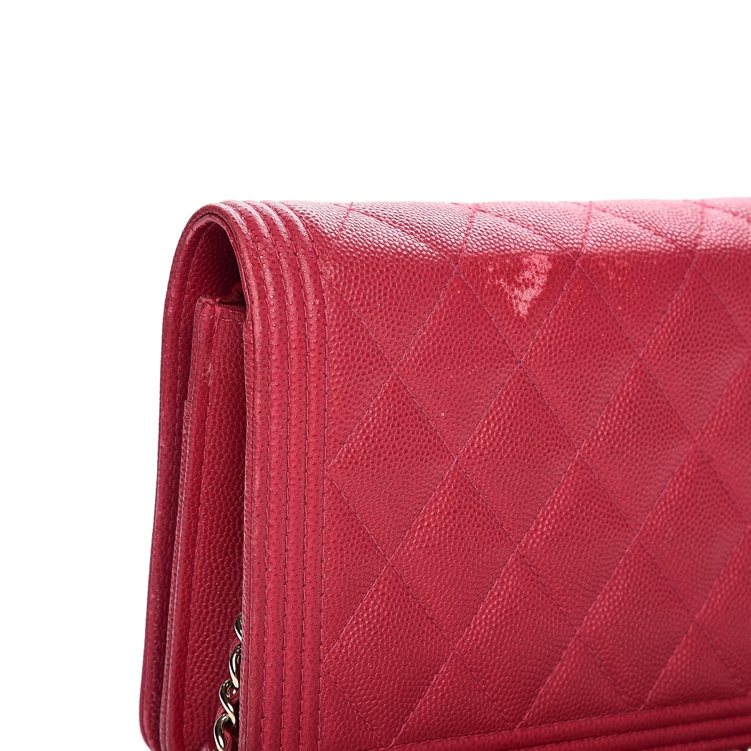 Chanel Caviar Quilted Boy Wallet On Chain WOC Fuchsia 13 of 14