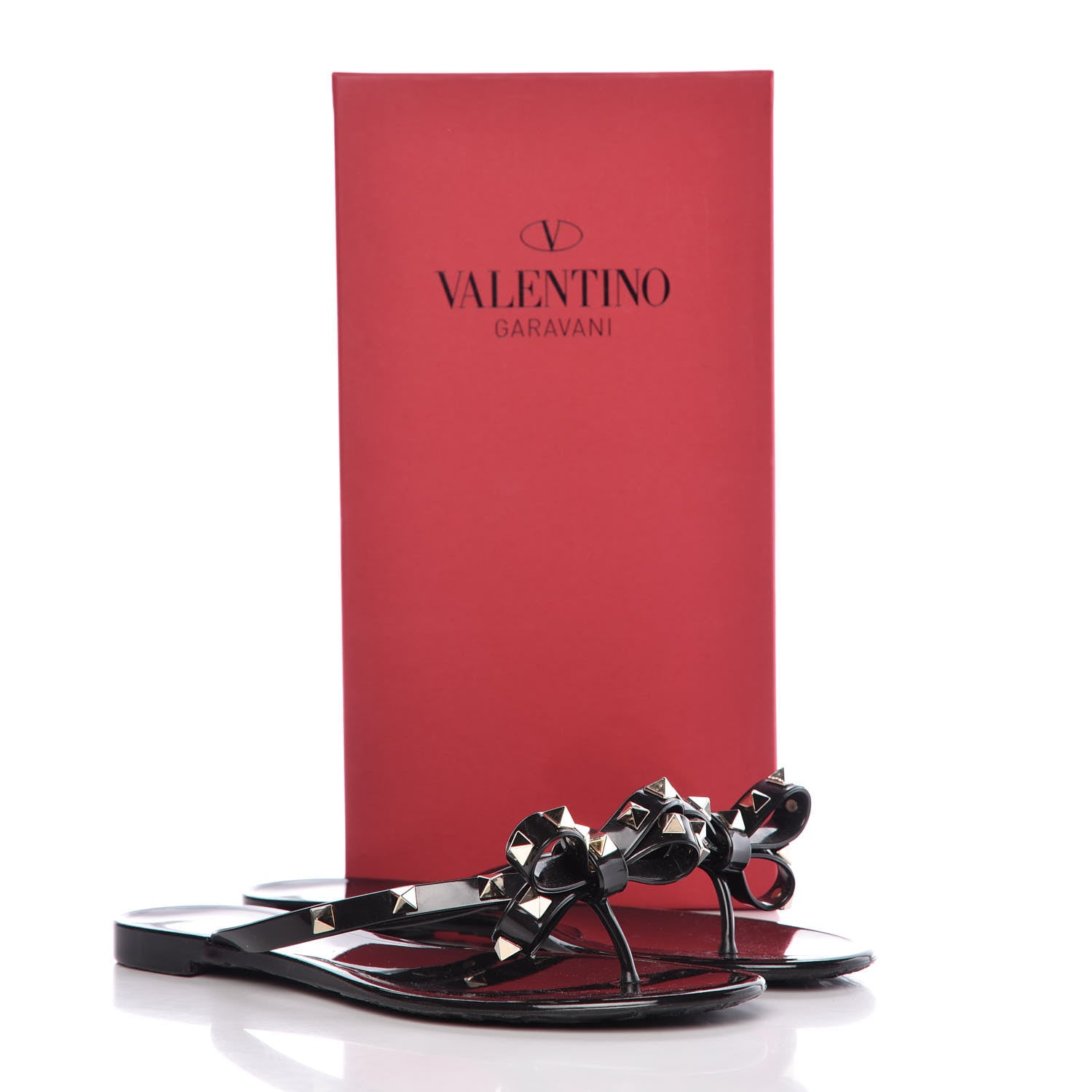 Valentino Garavani PVC Jelly Rockstud Bow Thong Sandals 38 Black 8 of 8