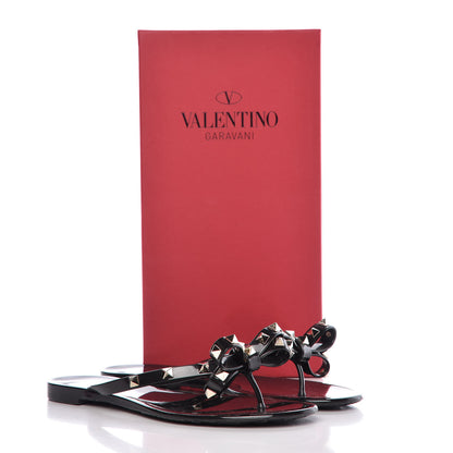 Valentino Garavani PVC Jelly Rockstud Bow Thong Sandals 38 Black 8 of 8