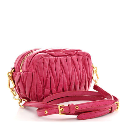 Miu Miu Vitello Lux Matelasse Zip Shoulder Bag Fuxia 3 of 11