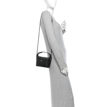 Chanel Caviar Quilted Hobo Clutch With Chain Black 2 of 11
