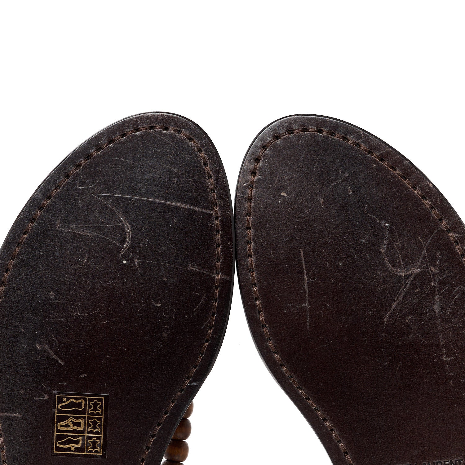 Saint Laurent Suede Wood Gia Sandals 37.5 Land 7 of 8
