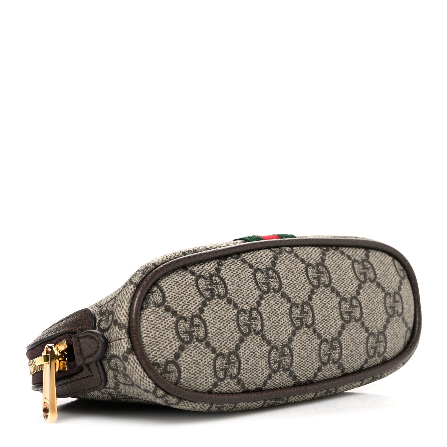 Gucci GG Supreme Monogram Textured Calfskin Web Medium Ophidia Cosmetic Case Beige Ebony New Acero 4 of 8
