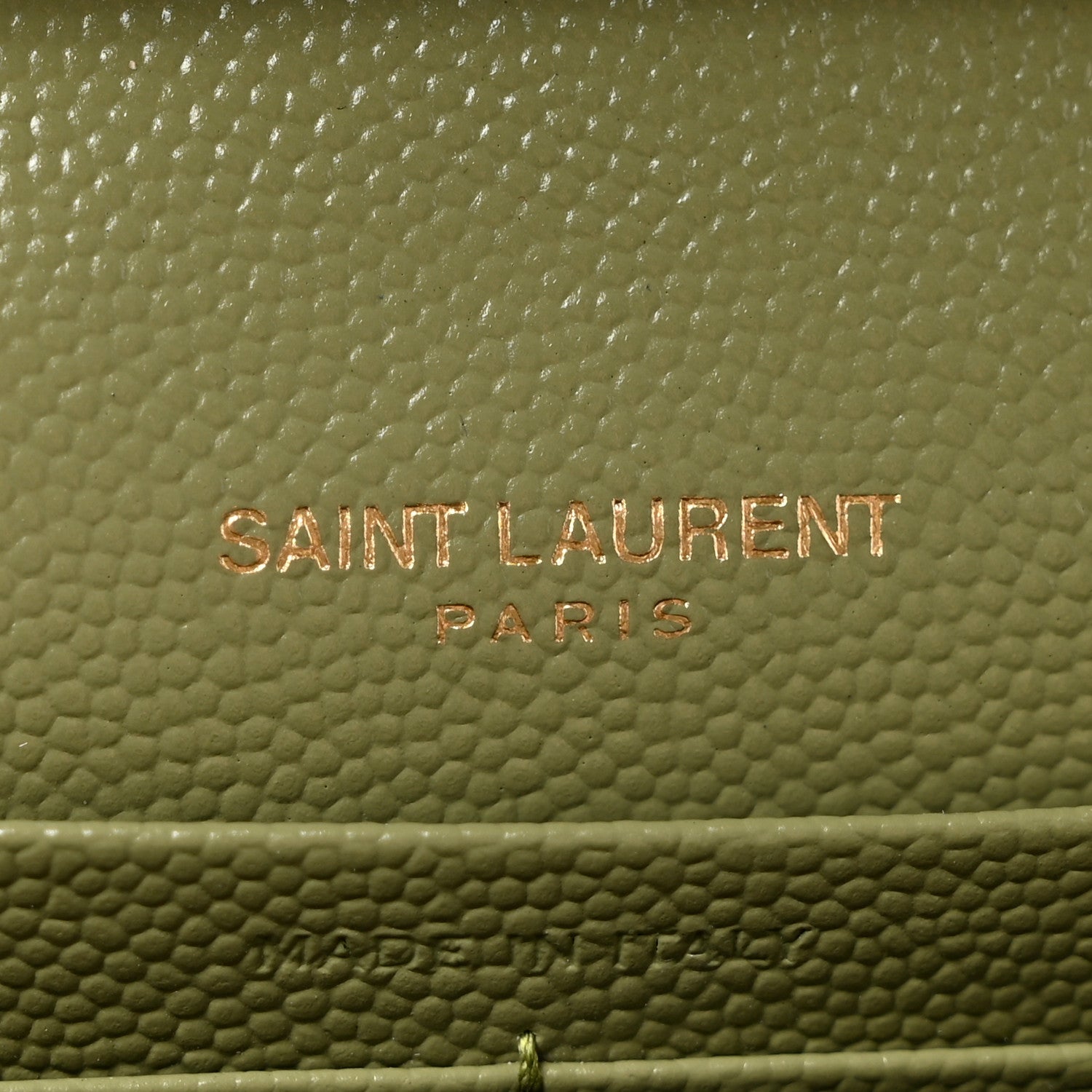 Saint Laurent Grain De Poudre Matelasse Chevron Monogram Chain Wallet Pistachio 6 of 12