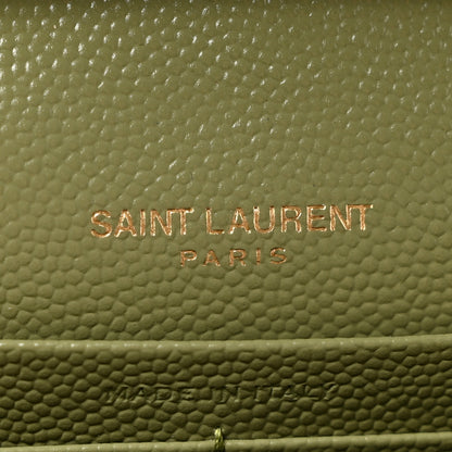Saint Laurent Grain De Poudre Matelasse Chevron Monogram Chain Wallet Pistachio 6 of 12