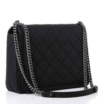 Chanel Washed Caviar Quilted Small Square Turn Around Ligne Flap Dark Grey 3 of 10