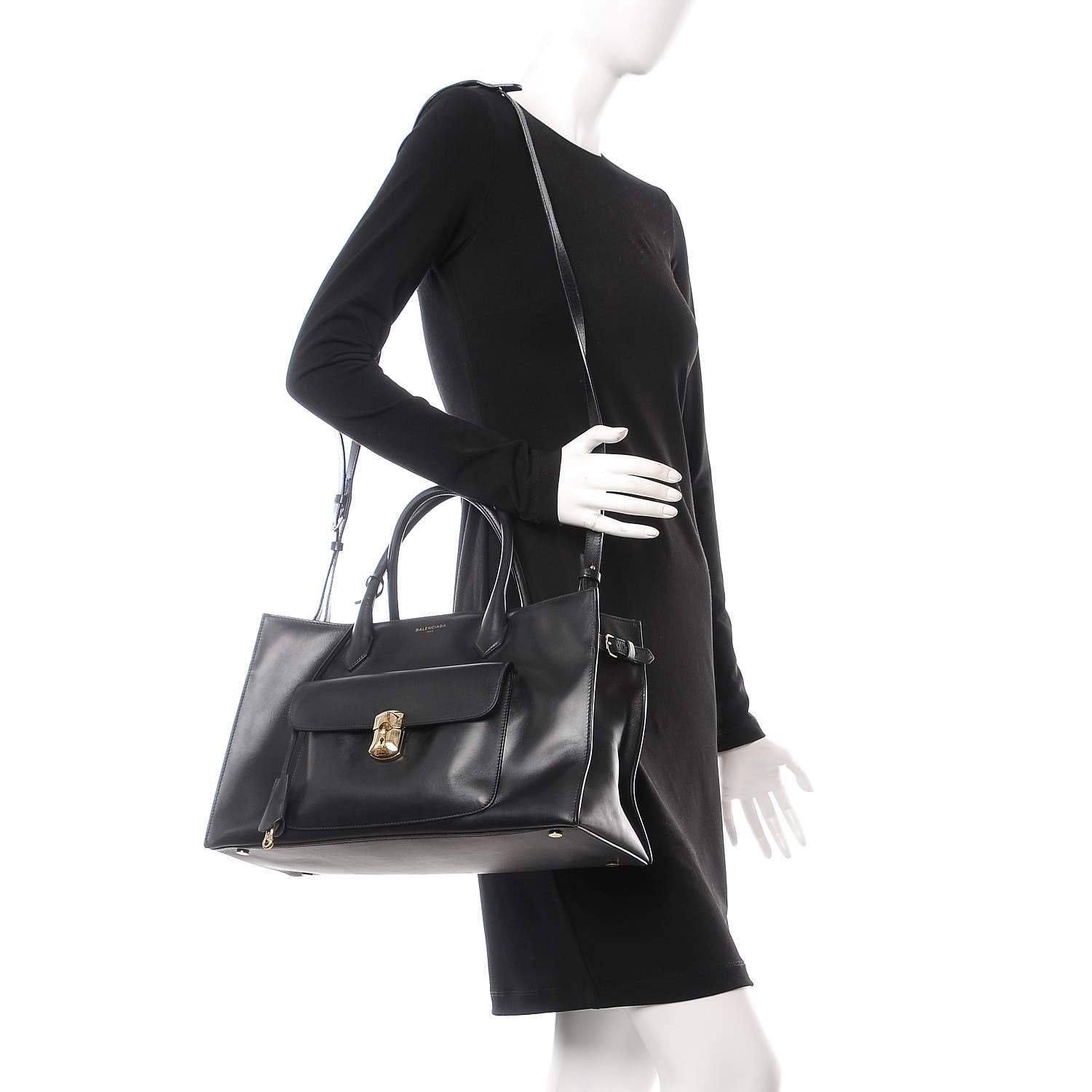 Balenciaga Calfskin Padlock Work S Bag Black 2 of 14