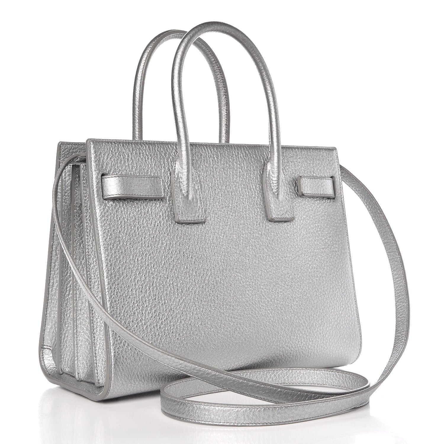 Saint Laurent Metallic Grained Calfskin Baby Sac De Jour Silver 3 of 9