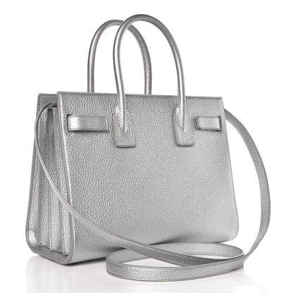 Saint Laurent Metallic Grained Calfskin Baby Sac De Jour Silver 3 of 9